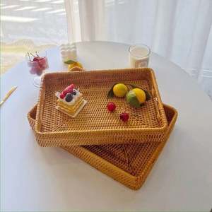 Keranjang Rotan Hitam untuk Penyimpanan, Kotak Hadiah Gaya Farmhouse, Keranjang Dinding dari Rotan, Keranjang Piknik untuk 6 Orang, Vintage, untuk Pakaian - Product Image 1