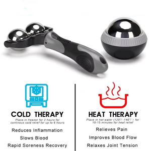 Kit de massage à rouleaux de thérapie par le froid et le chaud 2 en 1 - Acier inoxydable, caoutchouc ABS, écologique pour les soins des pieds, la physiothérapie, la beauté - Product Image 2
