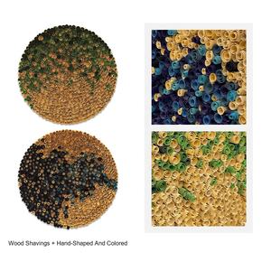 Art mural 3D en <span class=keywords><strong>bois</strong></span> abstrait moderne fait <span class=keywords><strong>à</strong></span> la main, projet hôtelier en gros, œuvre d'art sur toile en papier avec cadre en <span class=keywords><strong>bois</strong></span>, décoration intérieure - Product Image 5