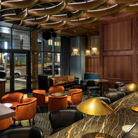 Fournitures de restaurant d'hôtel luxueuses et modernes, mobilier de cafétéria, petit ensemble de table de restaurant interactif d'intérieur, 4 chaises, projet