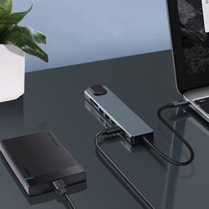 <span class=keywords><strong>Adaptateur</strong></span> Ethernet Gigabit Type-C 8-en-1 vers convertisseur 4K, extenseur multi-ports <span class=keywords><strong>USB</strong></span> 3.0, station d'accueil HD - Product Image 3