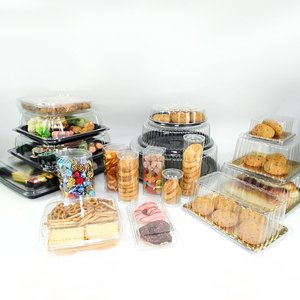 <span class=keywords><strong>Plateau</strong></span> jetable en plastique noir de grande taille avec couvercle transparent - Product Image 6