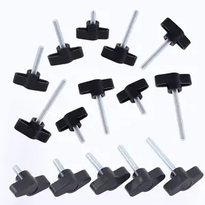 Tornillo <span class=keywords><strong>de</strong></span> Mariposa M6 x 13 mm, Zincado, con Tres Puntas, Abrazadera en T Negra, Kit <span class=keywords><strong>de</strong></span> Perillas <span class=keywords><strong>de</strong></span> Plástico, Tornillo <span class=keywords><strong>de</strong></span> Mariposa - Product Image 1