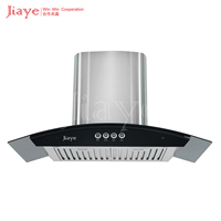 Penghisap Asap Dapur 60/90cm Model Tempel Dinding Dengan Kaca Melengkung, Kontrol Sentuh, dan Casing Stainless Steel