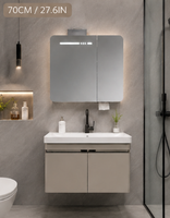 Meuble de salle de bain suspendu avec miroir LED, armoire de rangement intelligente, design moderne, pour hôtel, garantie 3 ans, fournisseur OEM ODM