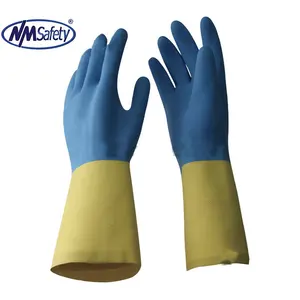 NMSafety家庭用ラテックスグローブクリーニングフィッシンググローブ防水耐薬品性保護手袋労働者