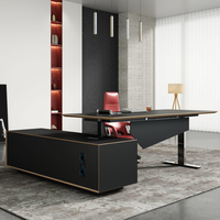 Bureau de direction moderne de luxe en bois réglable en hauteur avec tiroirs de rangement, personnalisable pour usage commercial, table d'ordinateur