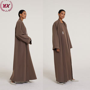 Femmes luxe dubaï ethnique islamique modeste robe hiver <span class=keywords><strong>Kimono</strong></span> manteau ouvert musulman Abaya Style Polyester Vrouwen mode adultes Eid - Product Image 1