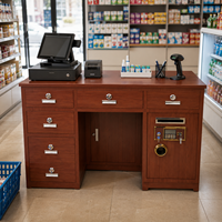 Mostrador de Caja Comercial con Caja Fuerte, Mesa de Acero para Punto de Venta con Almacenamiento con Cerradura para Tiendas Minoristas