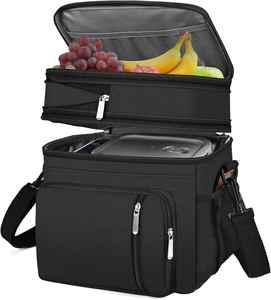 Lunch Bag Lunch Box Double Deck Leakproof Insulated Soft Large Adult Camping Cooler Bag for Work Beach Picnic Travel - Product Image 1