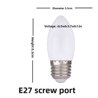 Ampoule LED DC 5V/37V Alimentée par USB Culot E27 Type Bougie C35 en Plastique pour Jardin 3000 Heures 3000K/6500K