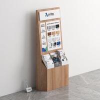 Présentoir sur pied en bois personnalisé pour cartes de vœux et brochures – Idéal pour salons professionnels