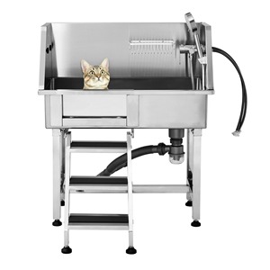 Baignoire de toilettage pour animaux de compagnie en acier inoxydable antirouille de 34 pi, accès facile, fournitures de nettoyage pour chiens mobiles - Product Image 5