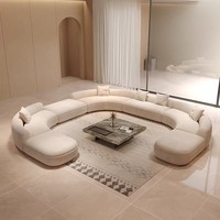 Hochwertige Moderne Modulare Wohnzimmer-Sofas 10-Sitzer Bodencouch U-förmiges Sektional-Stoffsofa-Set Chaiselongue für Villa und Werkstatt
