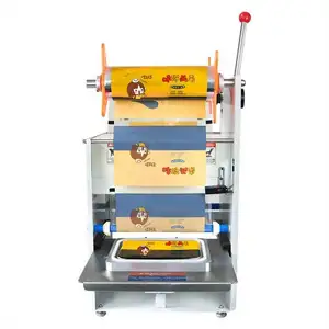 Tischplatte Kleine manuelle Kunststoff-Lebensmittel behälter Tray Sealer Verpackungs maschine/Mahlzeit Heat Tray Sealing Packing Machine