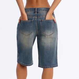 Shorts en <span class=keywords><strong>jean</strong></span> basiques teintés pour <span class=keywords><strong>femme</strong></span>, coupe large, <span class=keywords><strong>mi</strong></span>-longueur (5 pouces), style vintage, en coton délavé, avec poches, pour l'été, de haute qualité - Product Image 3