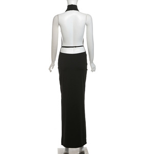 Viviblook Z0205DS Nouvelle Robe de Soirée Élégante et Sexy pour Femme, Col Halter, Décolleté en V, Dos Nu, Fente Latérale - Product Image 4