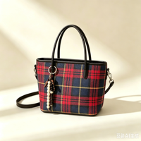 Tas Tote Tartan Skotlandia Kustom dengan Logo, Tas Belanja Motif Kotak-kotak, Tas Selempang Warisan Skotlandia untuk Grosir Inggris
