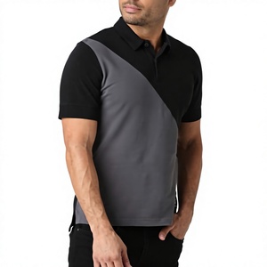Última novedad: Polo de punto de algodón para hombre, de manga corta, con bloques de color, corte regular, diseño transpirable, informal, para venta en línea. - Product Image 3