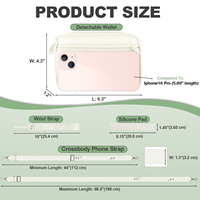 Clip and Go Strap pour téléphone avec portefeuille Crossbody Phone Lanyard Réglable et détachable avec fenêtre d'identification et fermeture éclair