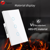 Interrupteur mural intelligent tactile Tuya ZigBee, compatible Alexa Google, 10A Max 240V, US AU, sans fil neutre et avec fil neutre, interrupteur mural électrique