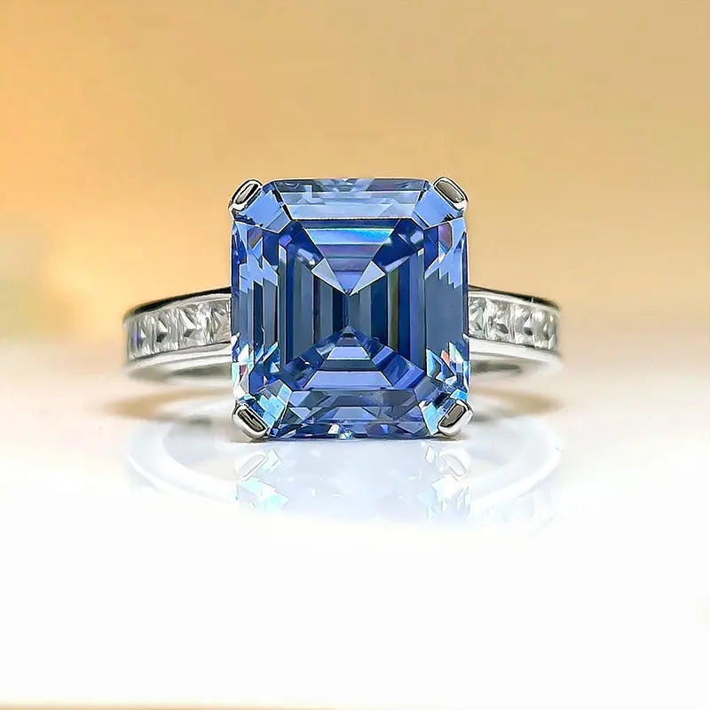 925 bijoux en argent Sterling dernière conception bijoux Tanzanite Asscher pierres coupées bague de fiançailles bague de mariage