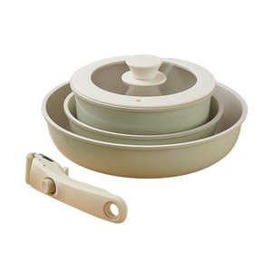 Lot de 5 ustensiles de cuisine en céramique coulés sous pression en alliage d'aluminium à poignée détachable vert Matcha passe au lave-vaisselle et au four facile à nettoyer - Product Image 1