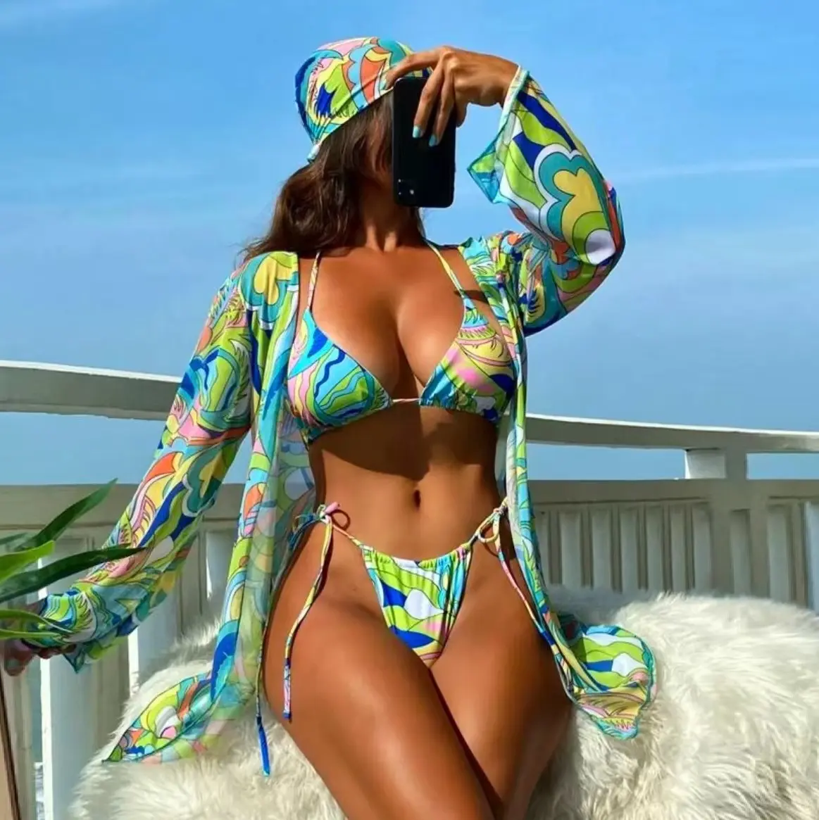 Bikini personalizzato donna donna in nylon due pezzi da bagno fiore con dropshipping sexy beachwear con logo 2024