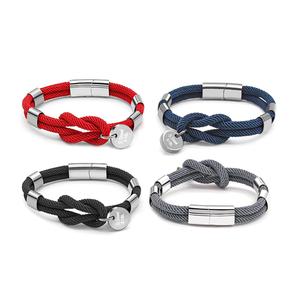 เครื่องประดับแฟชั่นโลโก้ที่กำหนดเองแผ่นผู้หญิงสร้อยข้อมือหนังเชือกสีแดงสร้อยข้อมือคู่ - Product Image 4