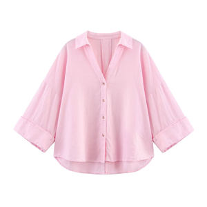 Abbigliamento <span class=keywords><strong>donna</strong></span> autunno ZATRHMBM 2025 nuova moda <span class=keywords><strong>camicia</strong></span> a maniche larghe Casual <span class=keywords><strong>camicia</strong></span> da <span class=keywords><strong>donna</strong></span> manica lunga con scollo a V - Product Image 2