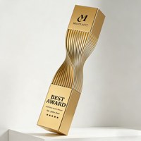 Nouveau trophée en résine à colonne torsadée or rose, récompense commémorative personnalisée pour la cérémonie annuelle de l'entreprise
