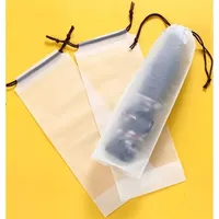 Sac de rangement portable translucide en plastique mat pour parapluie, housse de protection réutilisable avec cordon de serrage pour parapluie