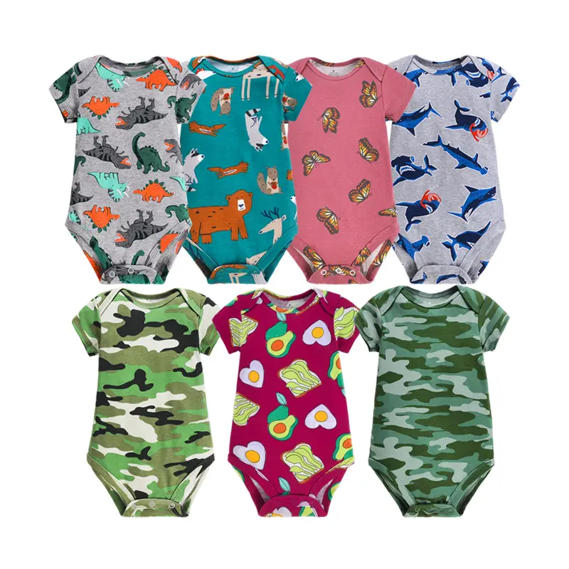 Wholesale Factory Direct Sale Newborn Cotton Baby Clothes Short Sleeve Baby Rompers Infant And Toddler Bodysuits