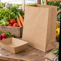 Sacs en papier kraft personnalisés imprimés SOS sans poignées pour l'emballage alimentaire quotidien des marchés et services de restauration, vente en gros, approvisionnement B2B