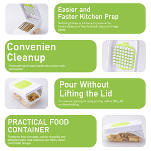 เครื่องหั่นผักอเนกประสงค์, เครื่องหั่นอาหารแบบใช้มือพร้อมภาชนะสำหรับห้องครัว, หั่นผลไม้และผักได้รวดเร็ว - Product Image 3