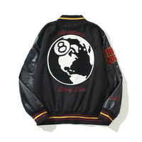Veste de baseball en laine de luxe pour hommes, manches en cuir de haute qualité, veste stéréo à empiècements américains avec LOGO brodé en chenille