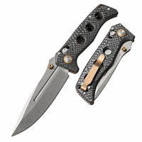 Couteau pliant HK FB211 D2 à lame droite non réglable, pointe tombante, manche en fibre de carbone, 19,3 cm, pour camping en extérieur, bricolage, EDC, OEM
