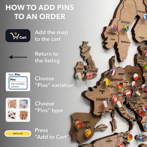 Grande carte du monde en bois 3D à suspendre avec épingles – Décoration murale de voyage – Idée cadeau de pendaison de crémaillère - Product Image 2