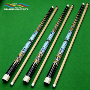 Queue de billard S.Q.F en bois d'érable américain, 1/<span class=keywords><strong>2</strong></span> deux <span class=keywords><strong>pièces</strong></span>, pointe de 13 mm, design Tour Eiffel, bleu or, joint en acier inoxydable, 145 cm, 1 kg, haute qualité - Product Image 1