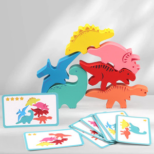 Jouet d'empilage de blocs en bois CPC CE <span class=keywords><strong>Dinosaure</strong></span>, <span class=keywords><strong>jeu</strong></span> d'équilibre Montessori, jouet éducatif précoce pour développer la motricité fine des tout-petits - Product Image 2