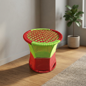 Hot Selling Japanese Design Modern Bamboo Wood Cane Stool Removable Cover Leather Upholstery Apartment Bedroom School Workshop - Product Image 1