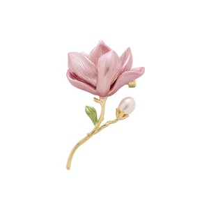 Bros Bunga Magnolia Gaya Cina Retro Berlapis Emas dengan Kristal & Rhinestone Aksesori Pernikahan Hanfu - Product Image 5