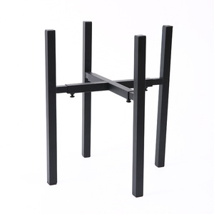 Support de pot de fleurs réglable en métal noir en forme de croix, sur pied, pour plantes de salon et de balcon - Product Image 1