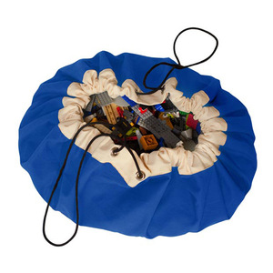 Foldable play mat and canvas toys storage bag play mat kids toy bag bean bag toy storage