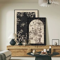 Peinture murale classique chinoise sur toile à l'huile, abstraite, plantes et fleurs, style vintage, décoration de salon, art mural haut de gamme