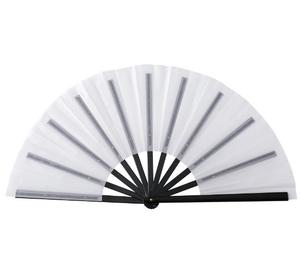 Ventilateurs pliants de 33 cm (13 pouces) en polyester noir et blanc, à personnaliser, avec poignées vierges en plastique, idéaux pour Noël – Vente directe usine - Product Image 5