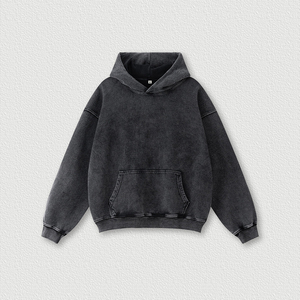 HETH129 <span class=keywords><strong>Vintage</strong></span> High <span class=keywords><strong>Street</strong></span> Peso pesado 380gsm Lavado ácido Fleece Algodón Sudadera con capucha de gran tamaño Personalizar Apliques Bordado logo - Product Image 1