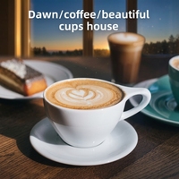Tasse à café en céramique blanche en porcelaine, motif oreilles de chat, pour cappuccino et latte art, avec soucoupe