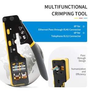 Kit di Strumenti di Rete 8 in 1: Pinza Crimpatrice, Tester 8P/6P, Tagliacavi, Lame, Connettore Cat6, Copri Connettore RJ45, Strumento di Crimpatura, Confezione OEM - Product Image 5