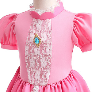 MQATZ Vestido de Princesa Peach para Niñas, Disfraz de <span class=keywords><strong>la</strong></span> <span class=keywords><strong>Bella</strong></span> <span class=keywords><strong>Durmiente</strong></span>, Vestido Rosa para Actuaciones, SMR051 - Product Image 4